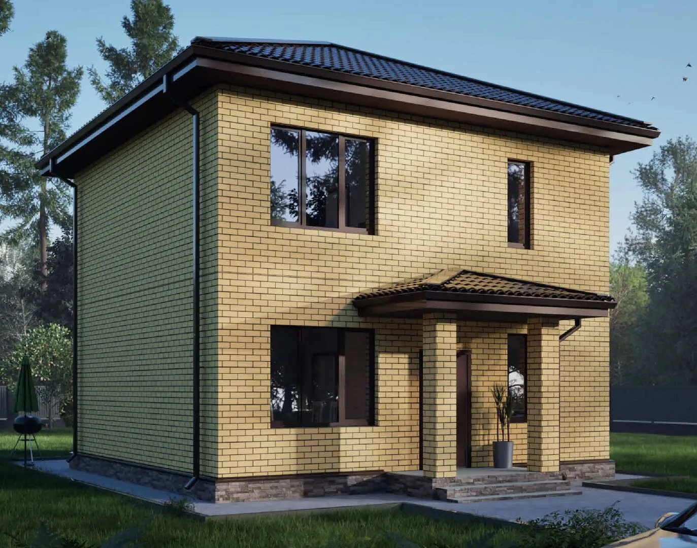 Проект двухэтажного дома из керамзитобетонных блоков площадью 100 кв.м.