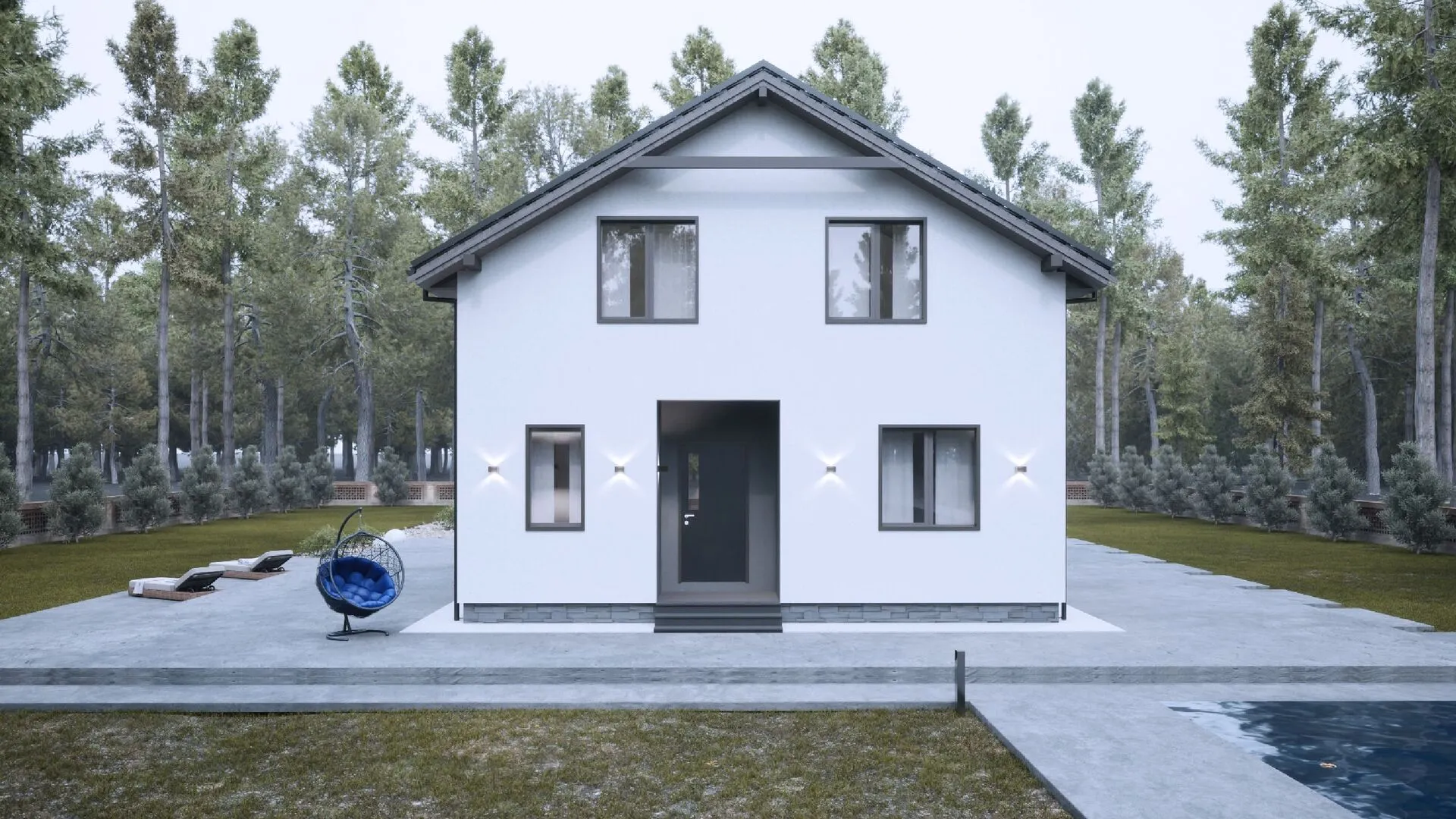 Проект двухэтажного дома из газобетона площадью 129 кв.м.
