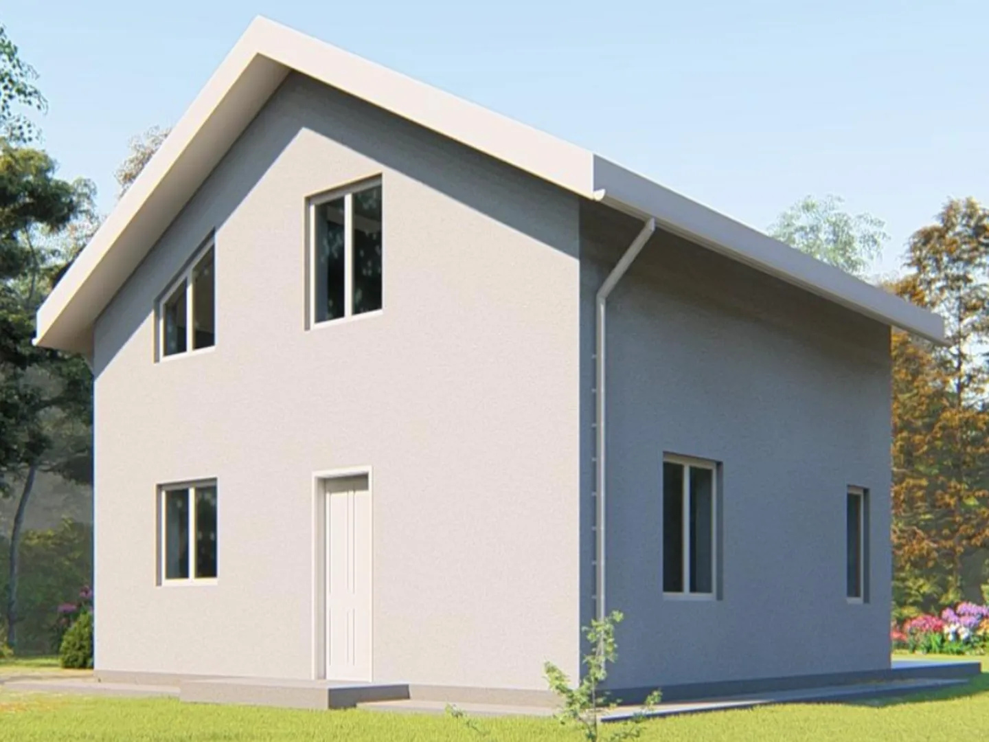 Проект двухэтажного дома из газобетона с террасой, площадью 141 кв.м.