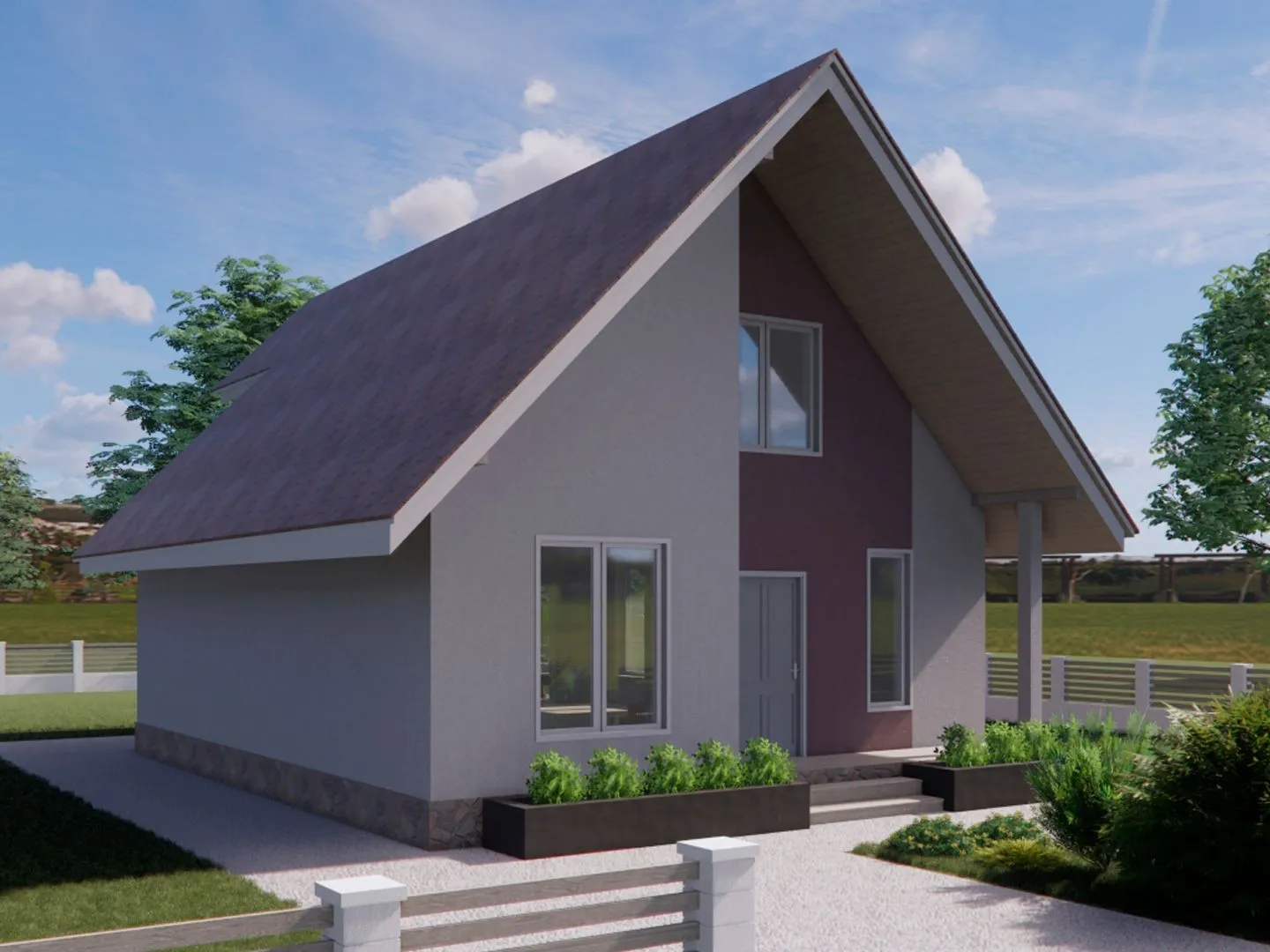 Проект двухэтажного дома из газобетона с террасой, площадью 130 кв.м.
