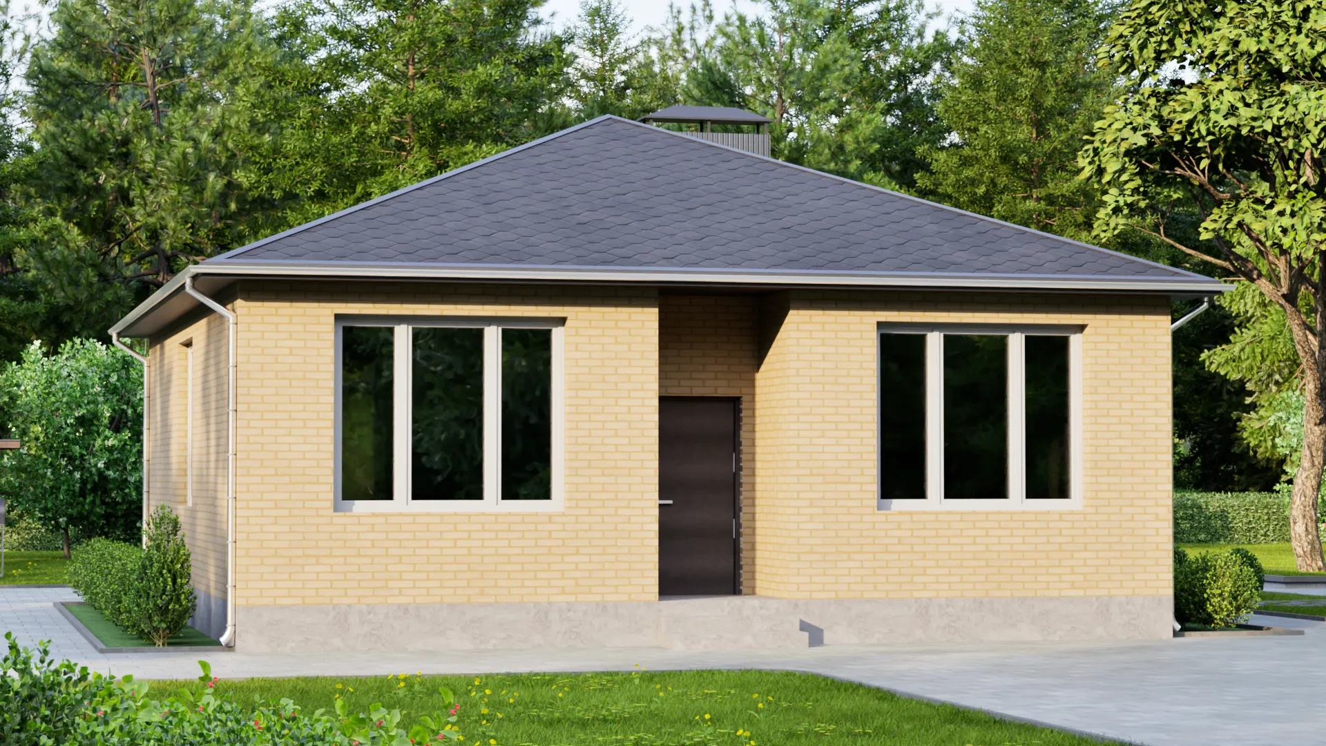 Проект одноэтажного дома из газобетона 11 х 10 метров