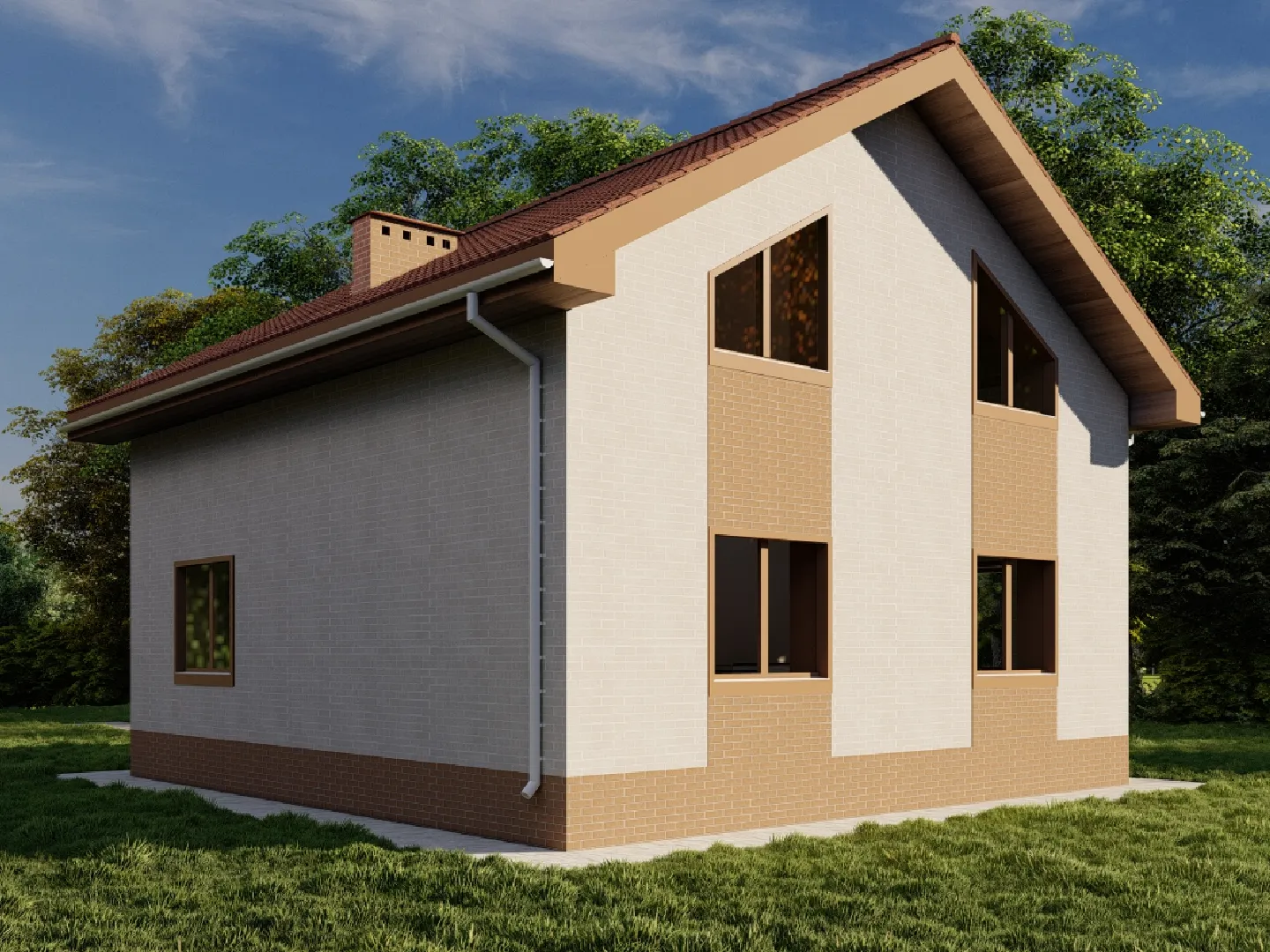 Проект двухэтажного дома из газобетона площадью 128 кв.м.